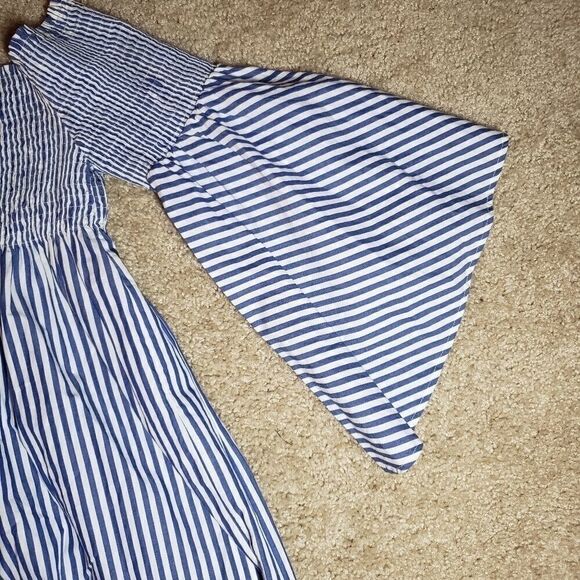 Zara Off Shoulder Striped Summer Bell Sleeve Dress - Picture 13 of 14